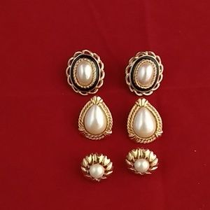 3 pair pretty pearl earrings
